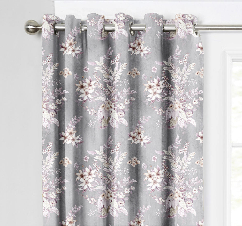 Ultimate Trends Premium Polyester Fancy Floral Curtain For Home Décor Grey  Color, 1 Piece