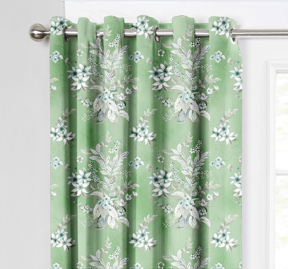 Ultimate Trends Premium Polyester Fancy Floral Curtain For Home Décor Green Color, 1 Piece