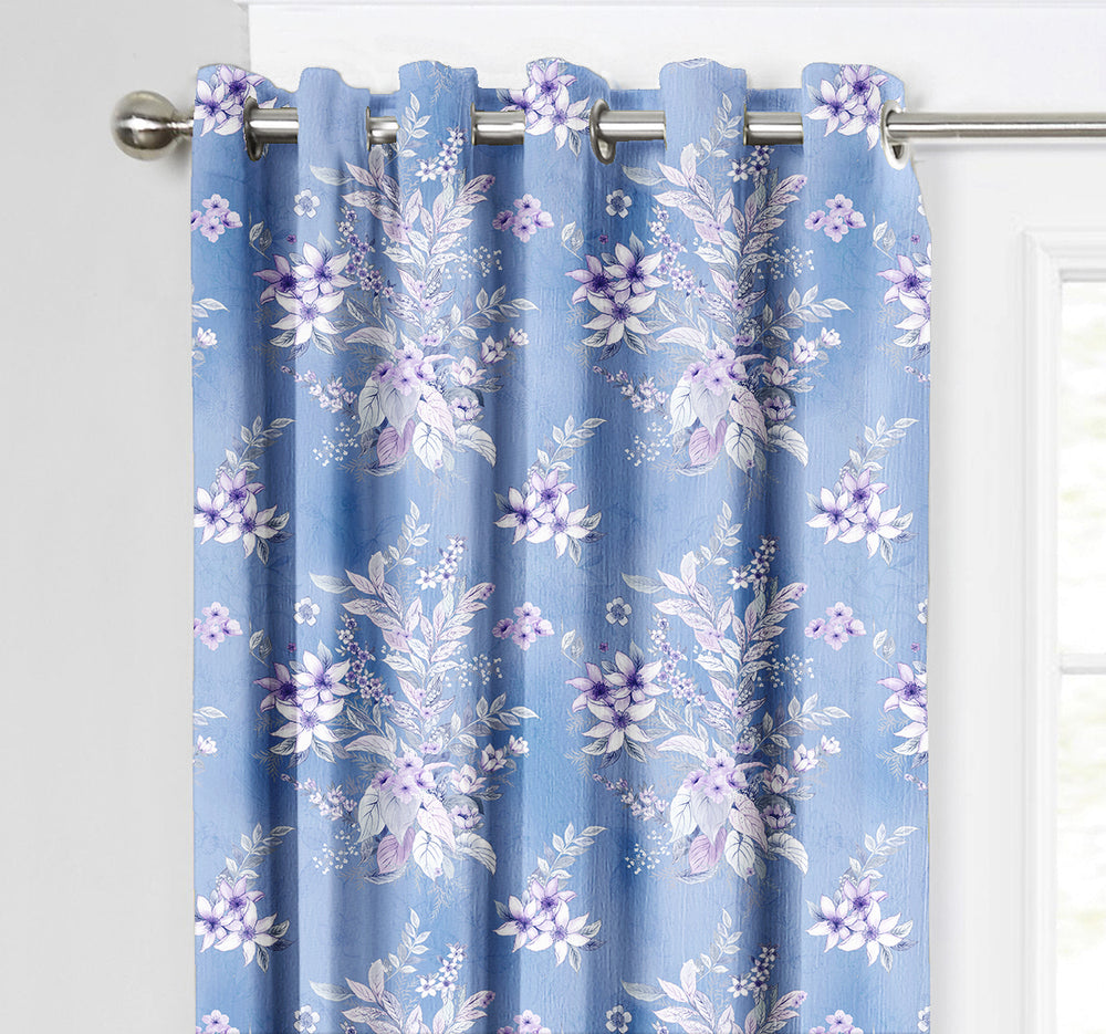 Ultimate Trends Premium Polyester Fancy Floral Curtain For Home Décor Light Blue Color, 1 Piece