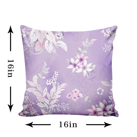 Ultimate Trends Fancy Floral Digital Printed Cushion Cover, 16 Inch X 16 Inch, Set of 5 -Lavender Color