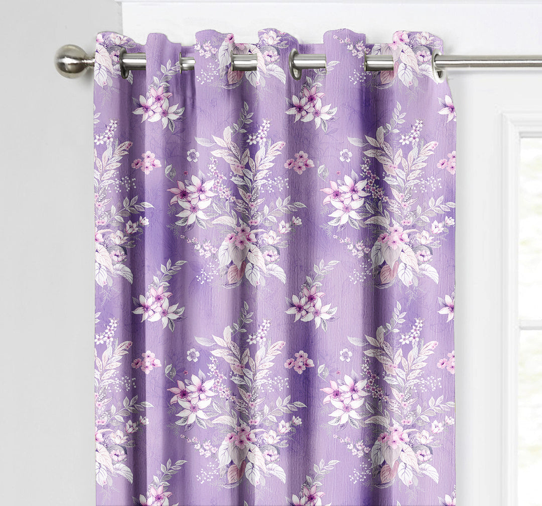 Ultimate Trends Premium Polyester Fancy Floral Curtain For Home Décor Light Purple Color, 1 Piece