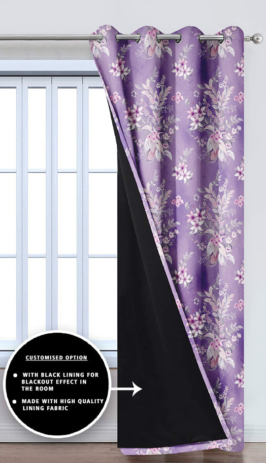 Ultimate Trends Premium Polyester Fancy Floral Curtain For Home Décor Light Purple Color, 1 Piece