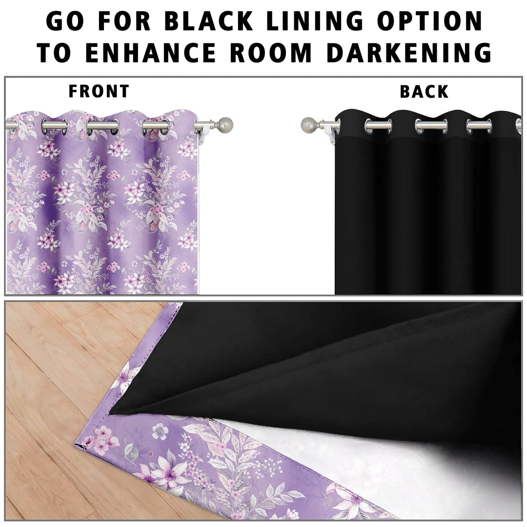 Ultimate Trends Premium Polyester Fancy Floral Curtain For Home Décor Light Purple Color, 1 Piece