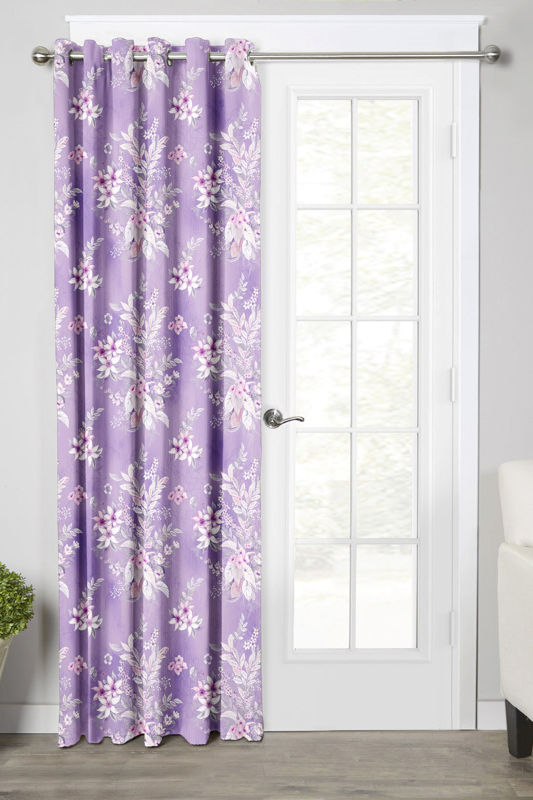 Ultimate Trends Premium Polyester Fancy Floral Curtain For Home Décor Light Purple Color, 1 Piece