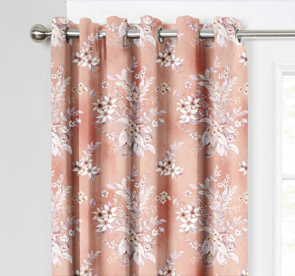 Ultimate Trends Premium Polyester Fancy Floral Curtain For Home Décor Orange Color, 1 Piece