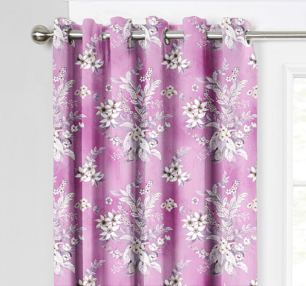 Ultimate Trends Premium Polyester Fancy Floral Curtain For Home Décor Pink Color, 1 Piece