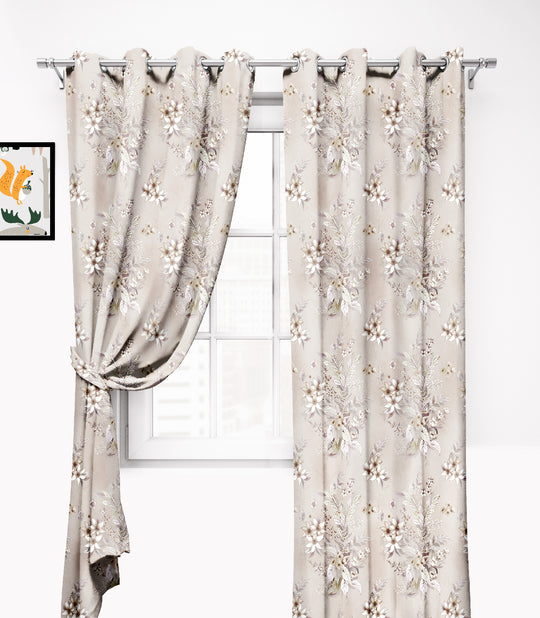 Ultimate Trends Premium Polyester Fancy Floral Curtain For Home Décor Ivory Color, 1 Piece