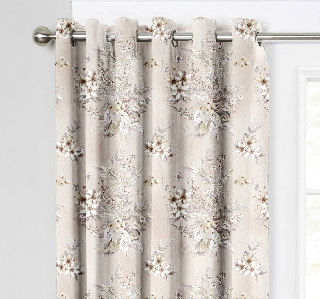 Ultimate Trends Premium Polyester Fancy Floral Curtain For Home Décor Ivory Color, 1 Piece