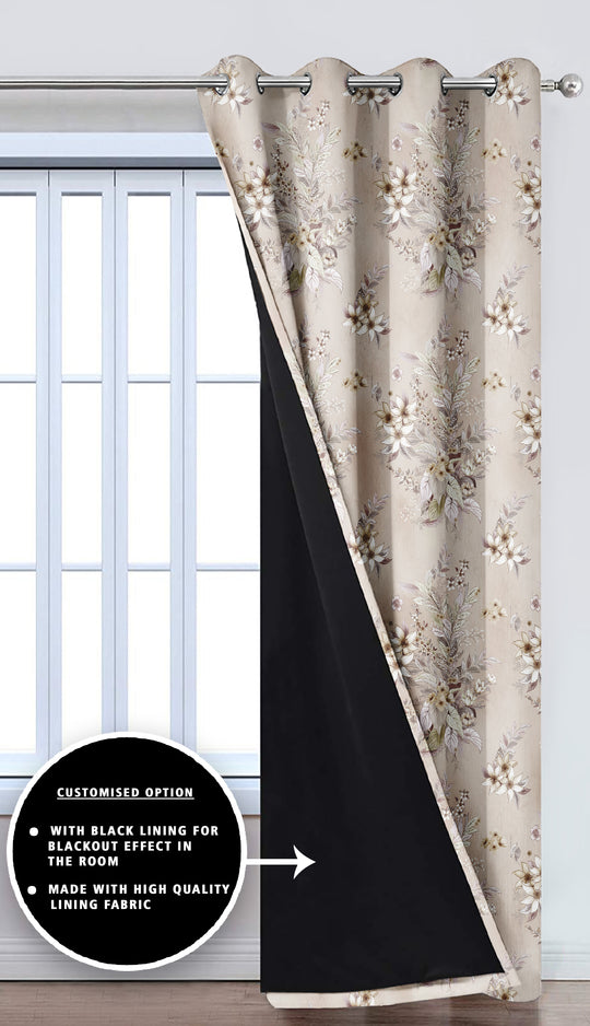 Ultimate Trends Premium Polyester Fancy Floral Curtain For Home Décor Ivory Color, 1 Piece