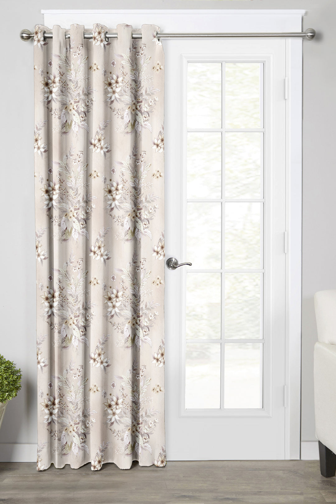 Ultimate Trends Premium Polyester Fancy Floral Curtain For Home Décor Ivory Color, 1 Piece