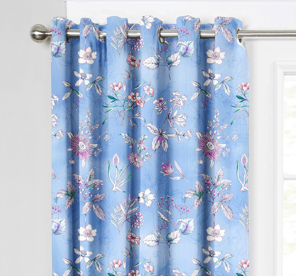 Ultimate Trends Premium Polyester Fancy Floral Curtain For Home Décor Blue Color, 1 Piece