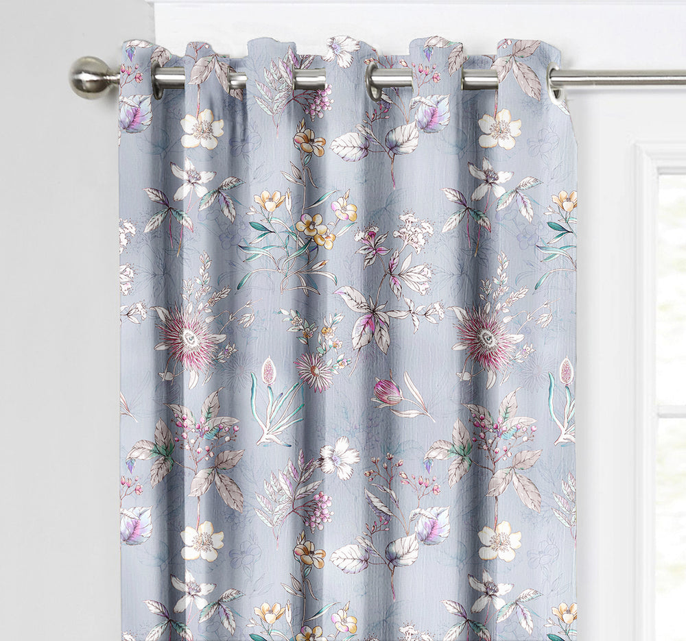 Ultimate Trends Premium Polyester Fancy Floral Curtain For Home Décor Grey Color, 1 Piece