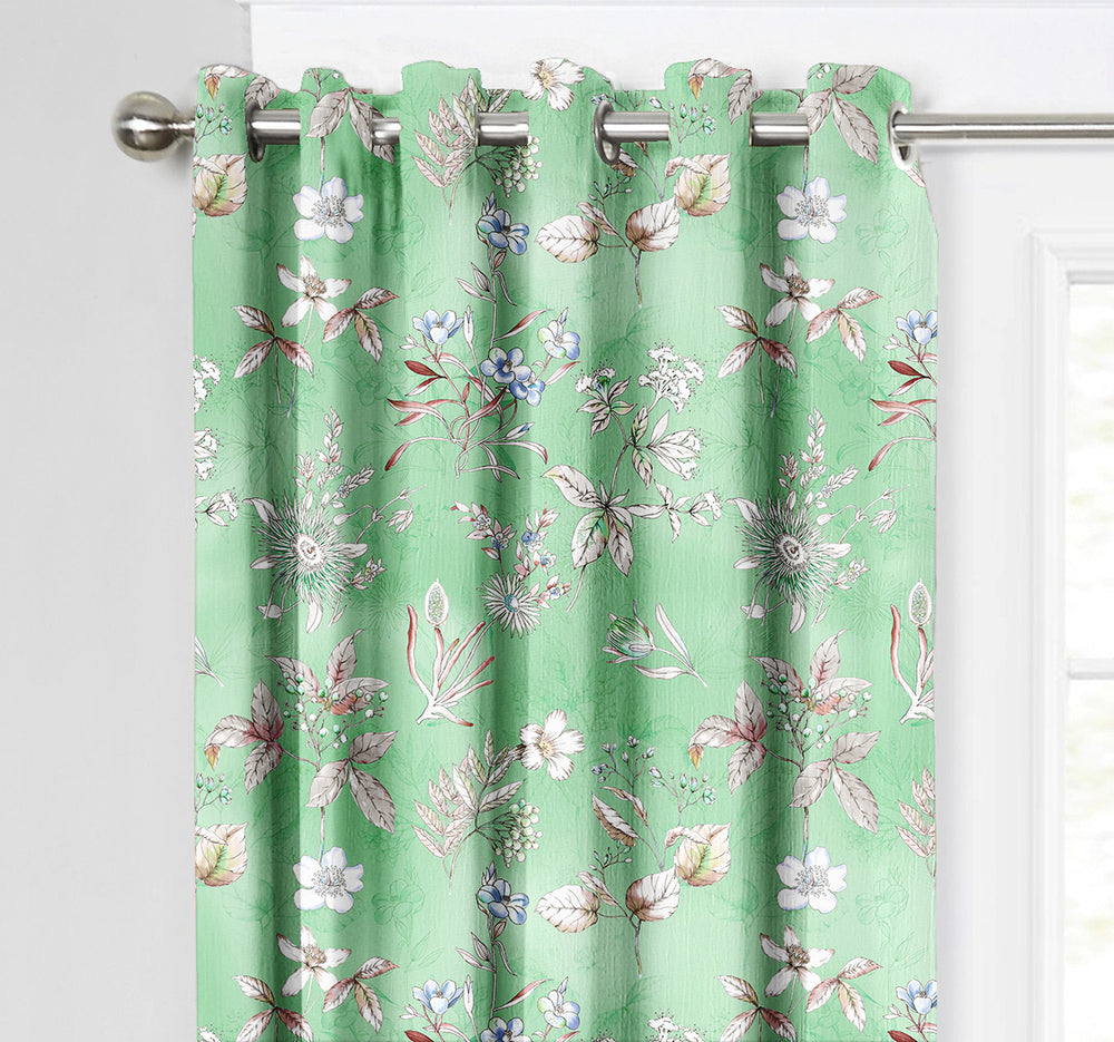 Ultimate Trends Premium Polyester Fancy Floral Curtain For Home Décor Green Color, 1 Piece