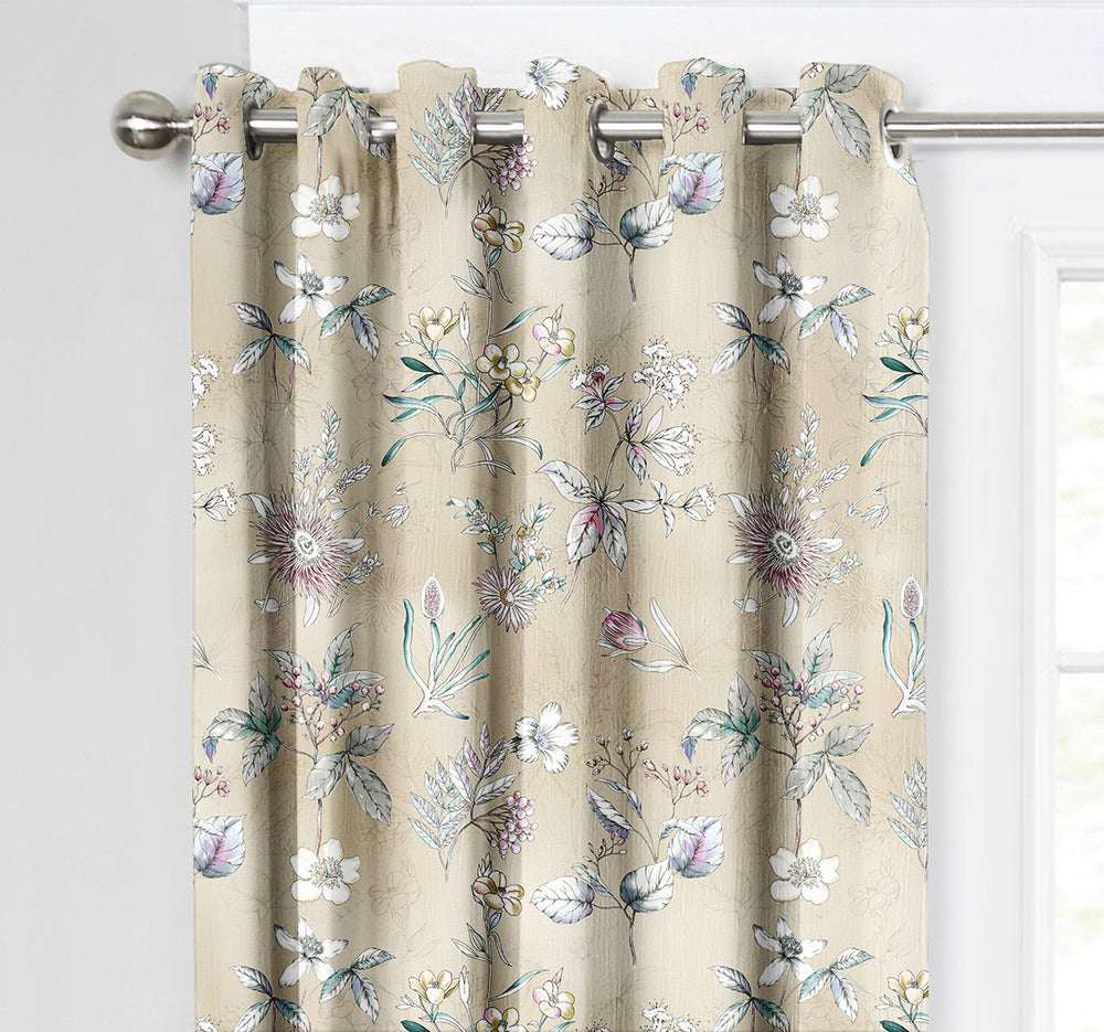 Ultimate Trends Premium Polyester Fancy Floral Curtain For Home Décor Ivofy Color, 1 Piece