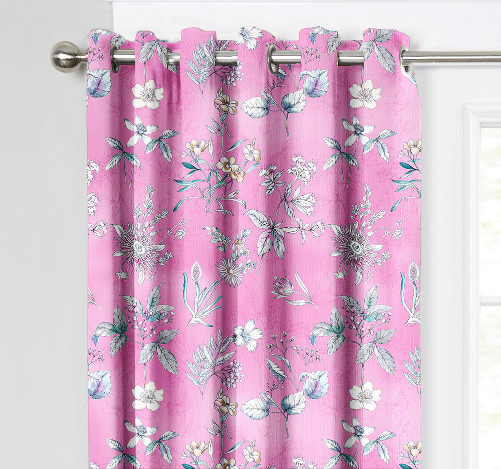 Ultimate Trends Premium Polyester Fancy Floral Curtain For Home Décor Pink Color, 1 Piece