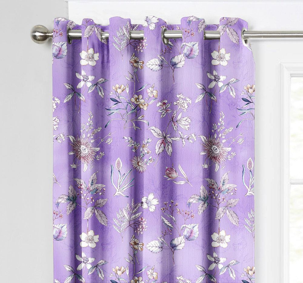 Ultimate Trends Premium Polyester Fancy Floral Curtain For Home Décor Violet Color, 1 Piece