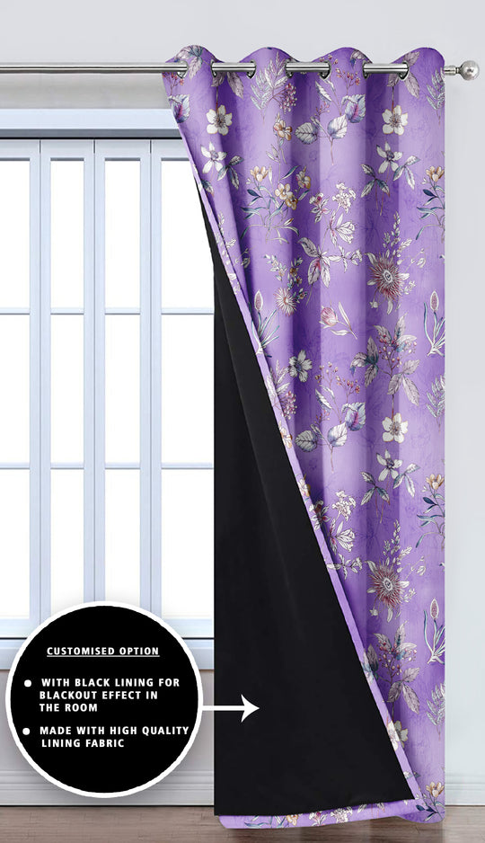 Ultimate Trends Premium Polyester Fancy Floral Curtain For Home Décor Violet Color, 1 Piece