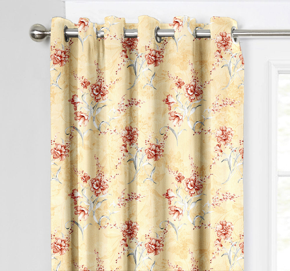 Ultimate Trends Premium Polyester Fancy Floral Curtain For Home Décor Beige Color, 1 Piece