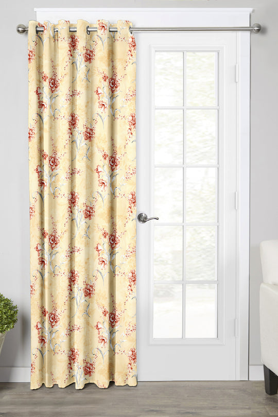 Ultimate Trends Premium Polyester Fancy Floral Curtain For Home Décor Beige Color, 1 Piece