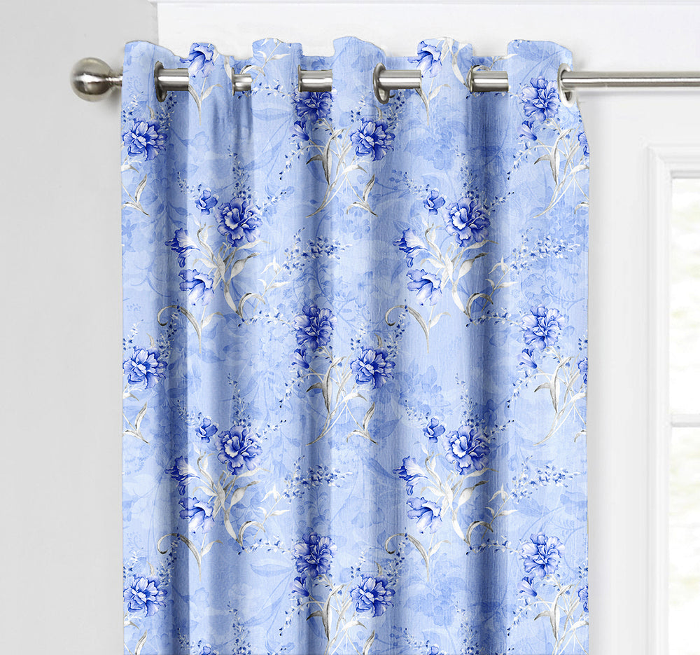 Ultimate Trends Premium Polyester Fancy Floral Curtain For Home Décor Blue Color, 1 Piece