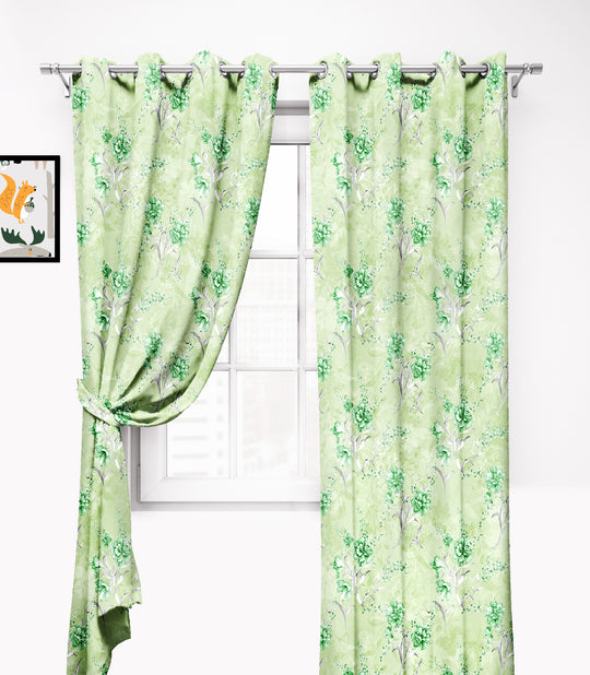 Ultimate Trends Premium Polyester Fancy Floral Curtain For Home Décor Light Green Color, 1 Piece