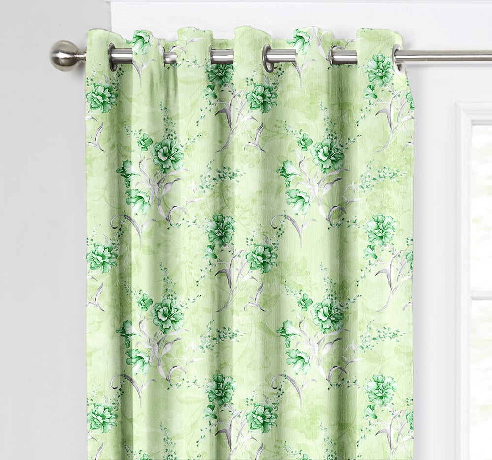 Ultimate Trends Premium Polyester Fancy Floral Curtain For Home Décor Light Green Color, 1 Piece