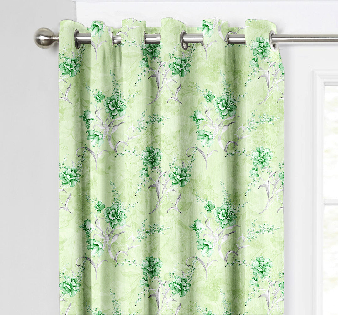 Ultimate Trends Premium Polyester Fancy Floral Curtain For Home Décor Light Green Color, 1 Piece