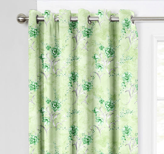 Ultimate Trends Premium Polyester Fancy Floral Curtain For Home Décor Light Green Color, 1 Piece