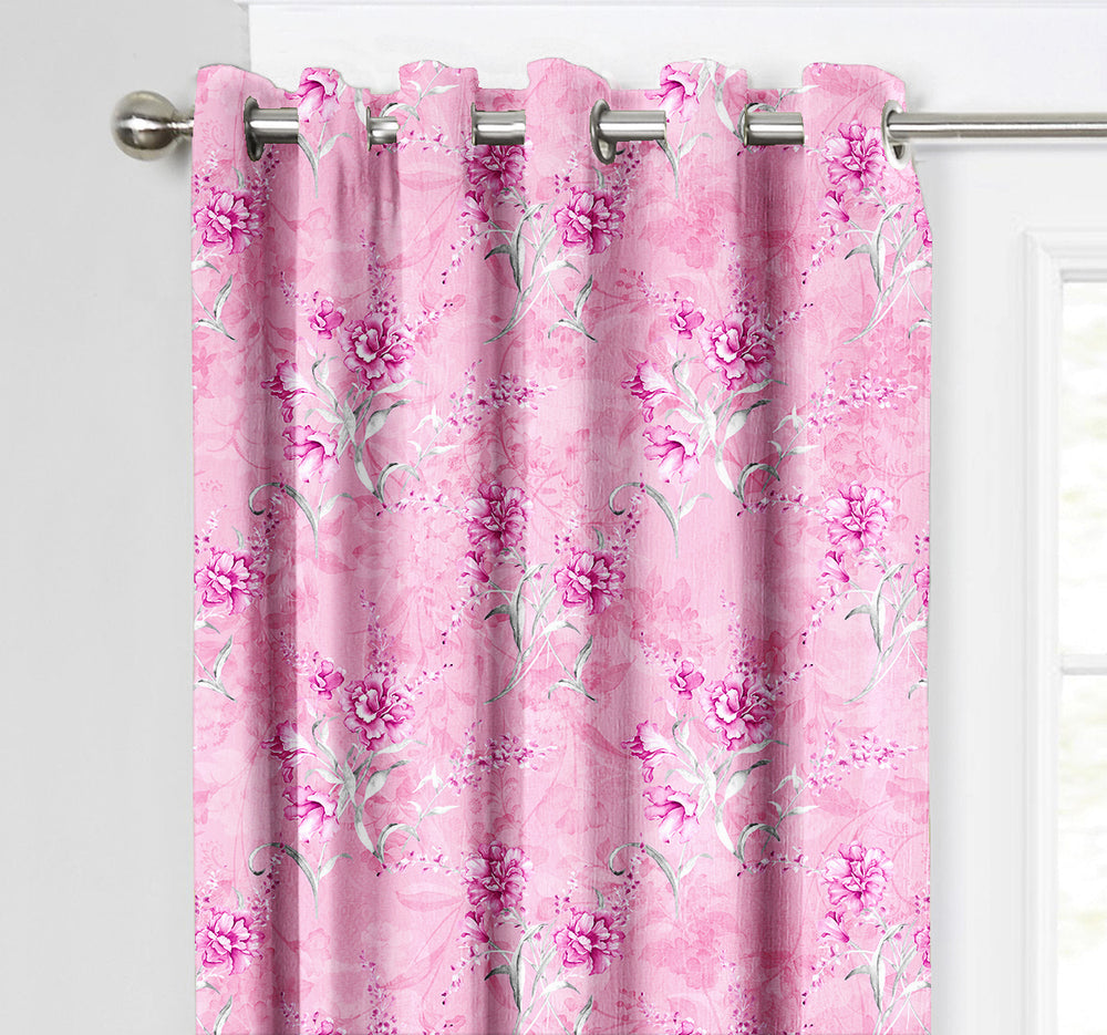 Ultimate Trends Premium Polyester Fancy Floral Curtain For Home Décor Pink Color, 1 Piece