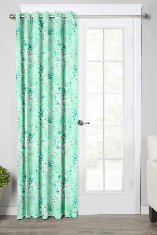 Ultimate Trends Premium Polyester Fancy Floral Curtain For Home Décor Sea Green Color, 1 Piece