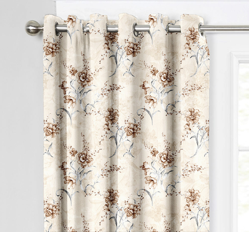 Ultimate Trends Premium Polyester Fancy Floral Curtain For Home Décor Ivory Color, 1 Piece