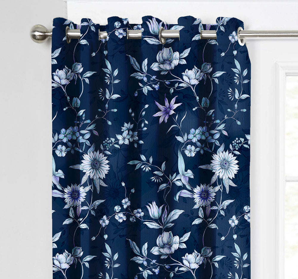 Ultimate Trends Premium Polyester Fancy Floral Curtain For Home Décor Blue Color, 1 Piece