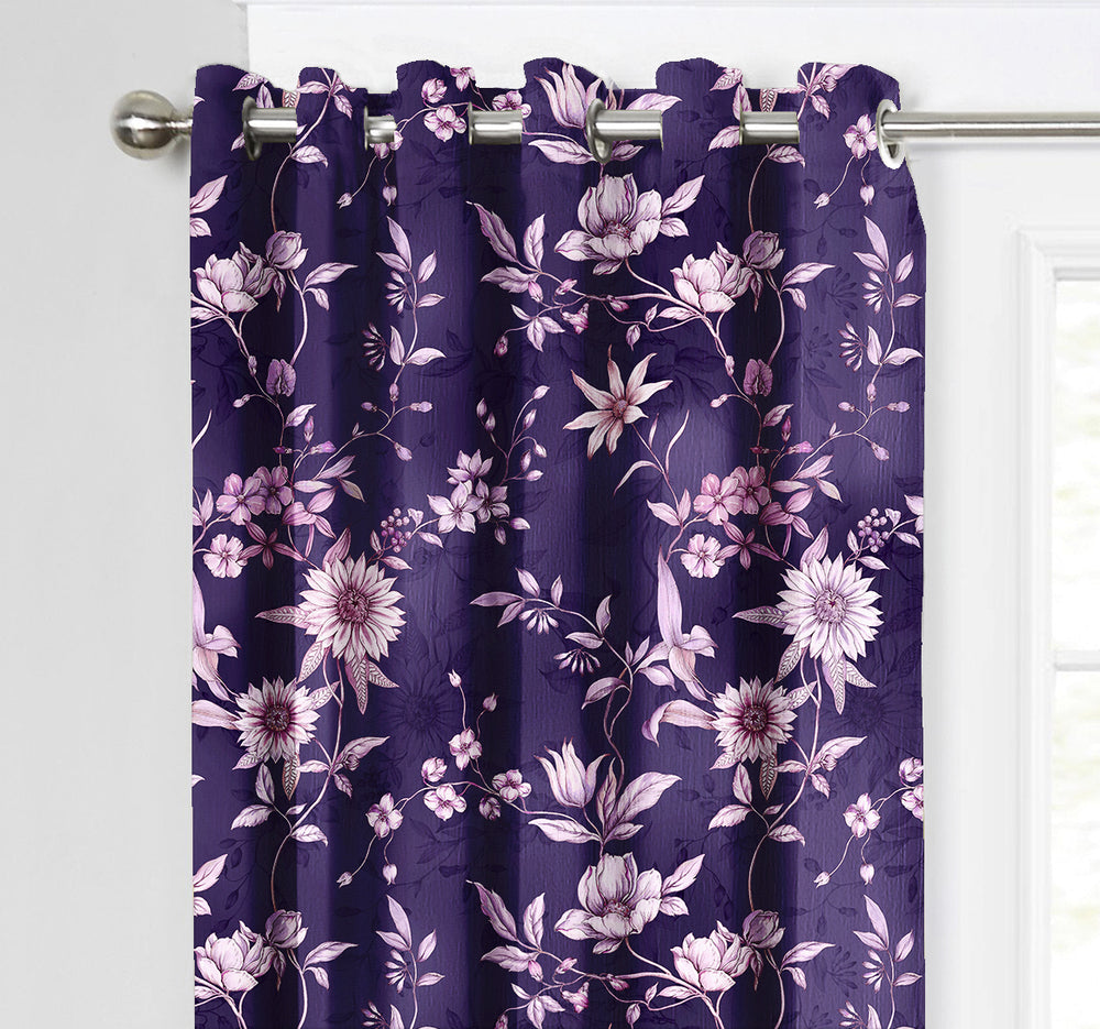 Ultimate Trends Premium Polyester Fancy Floral Curtain For Home Décor Violet Color, 1 Piece