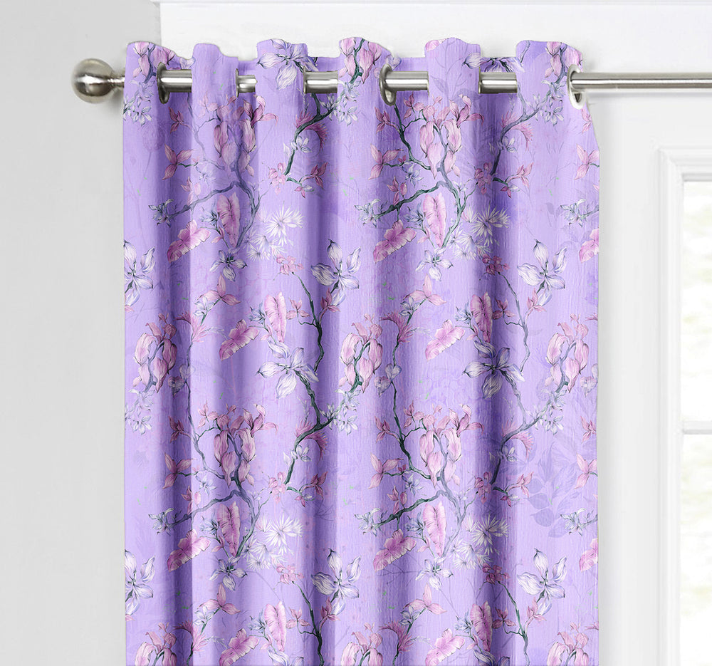 Ultimate Trends Premium Polyester Fancy Floral Curtain For Home Décor Lavender Color, 1 Piece