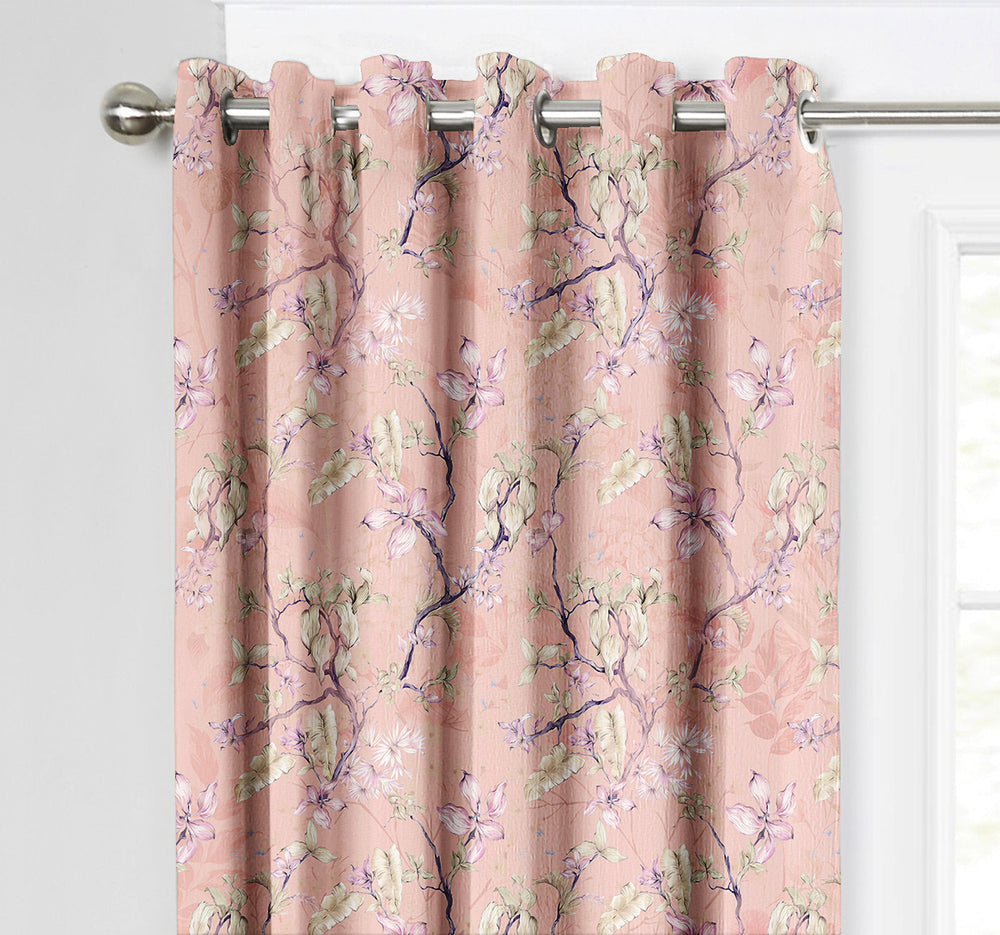 Ultimate Trends Premium Polyester Fancy Floral Curtain For Home Décor Peach Color, 1 Piece