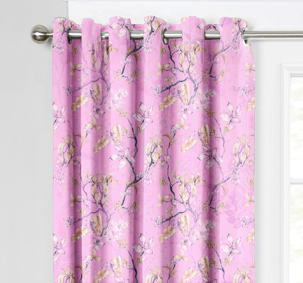 Ultimate Trends Premium Polyester Fancy Floral Curtain For Home Décor Pink  Color, 1 Piece