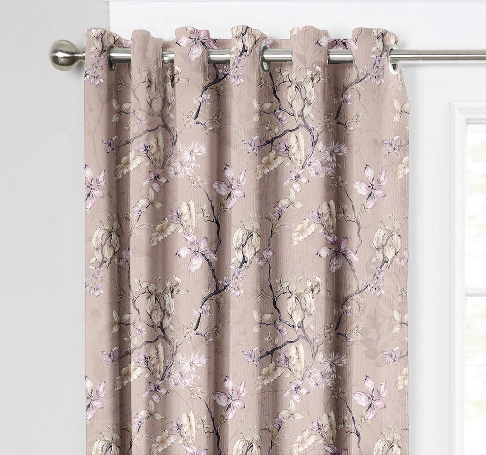 Ultimate Trends Premium Polyester Fancy Floral Curtain For Home Décor Chiku Color, 1 Piece