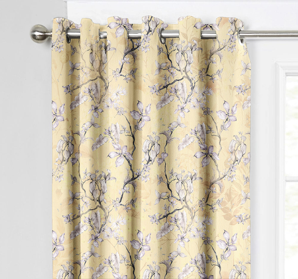 Ultimate Trends Premium Polyester Fancy Floral Curtain For Home Décor Gold Color, 1 Piece