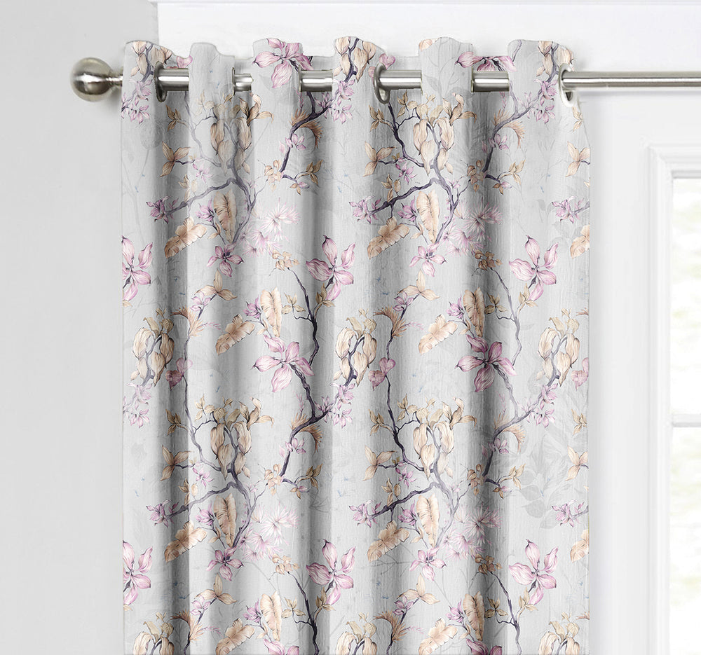 Ultimate Trends Premium Polyester Fancy Floral Curtain For Home Décor Grey Color, 1 Piece