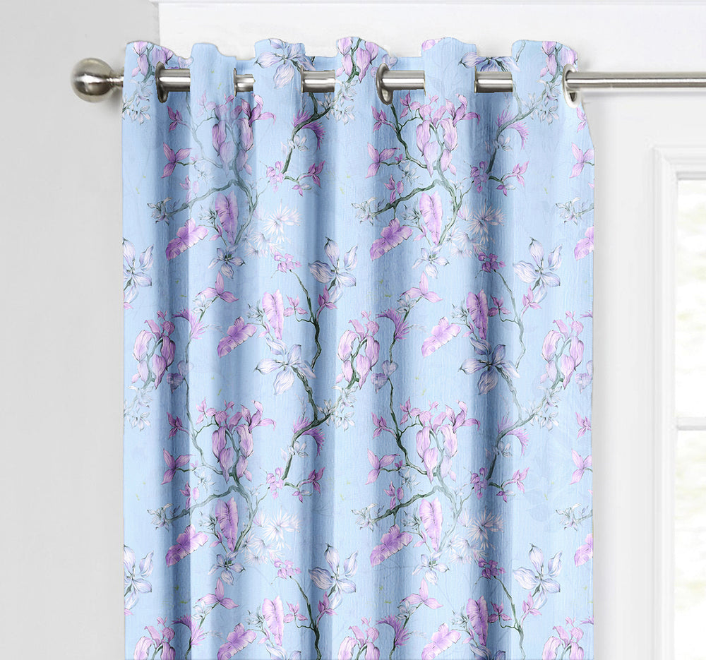 Ultimate Trends Premium Polyester Fancy Floral Curtain For Home Décor Blue Color, 1 Piece