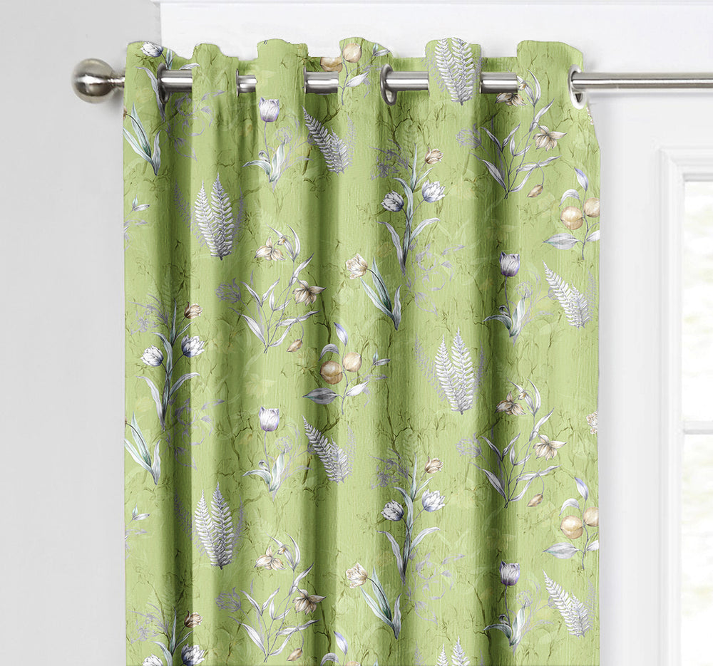 Ultimate Trends Premium Polyester Fancy Floral Curtain For Home Pista Color, 1 Piece