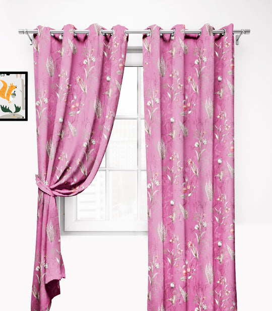 Ultimate Trends Premium Polyester Fancy Floral Curtain For Home Pink Color, 1 Piece