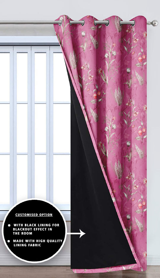 Ultimate Trends Premium Polyester Fancy Floral Curtain For Home Pink Color, 1 Piece