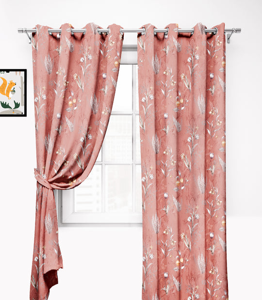 Ultimate Trends Premium Polyester Fancy Floral Curtain For Home Red Color, 1 Piece