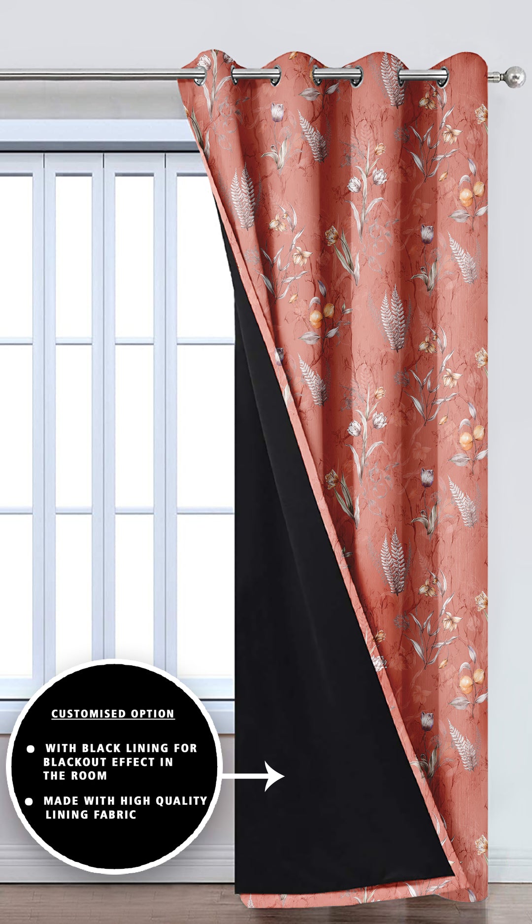 Ultimate Trends Premium Polyester Fancy Floral Curtain For Home Red Color, 1 Piece