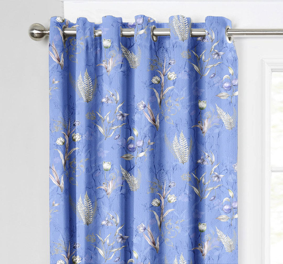 Ultimate Trends Premium Polyester Fancy Floral Curtain For Home Décor Blue Color, 1 Piece