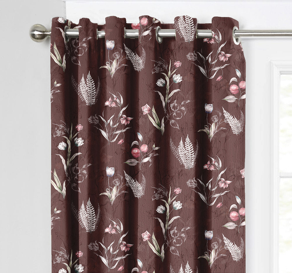 Ultimate Trends Premium Polyester Fancy Floral Curtain For Home Décor Coffee Color, 1 Piece