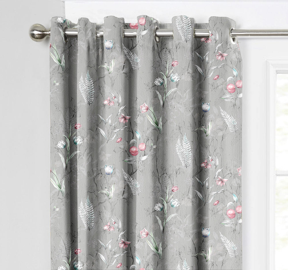 Ultimate Trends Premium Polyester Fancy Floral Curtain For Home Décor Grey Color, 1 Piece