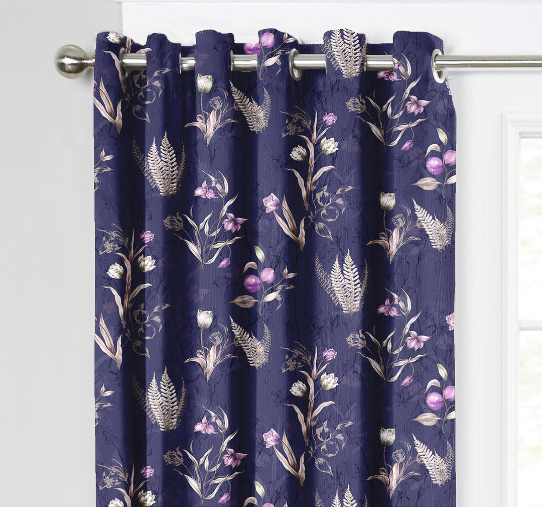 Ultimate Trends Premium Polyester Fancy Floral Curtain For Home Navy Blue Color, 1 Piece