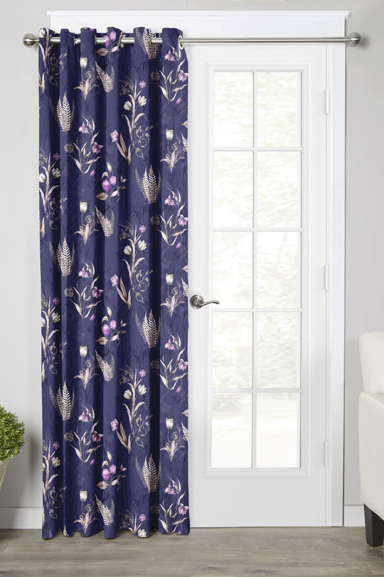 Ultimate Trends Premium Polyester Fancy Floral Curtain For Home Navy Blue Color, 1 Piece